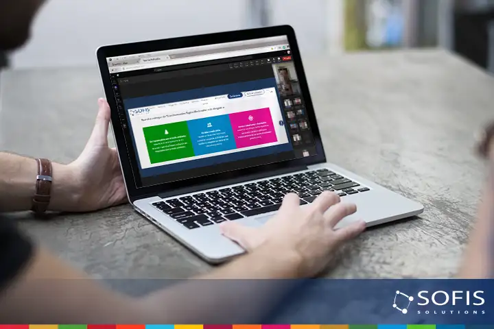 Laptop donde se muestra presentación sobre el trabajo de Sofis